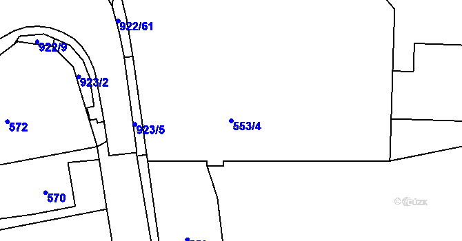 Parcela st. 553/4 v KÚ Pržno, Katastrální mapa
