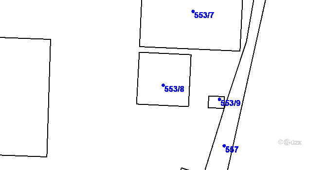 Parcela st. 553/8 v KÚ Pržno, Katastrální mapa