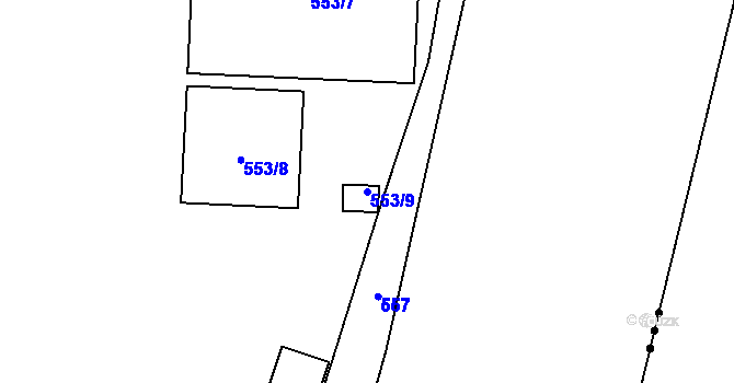 Parcela st. 553/9 v KÚ Pržno, Katastrální mapa