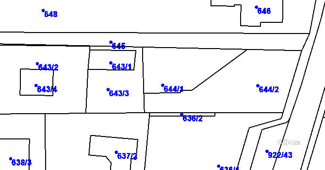 Parcela st. 644/1 v KÚ Pržno, Katastrální mapa