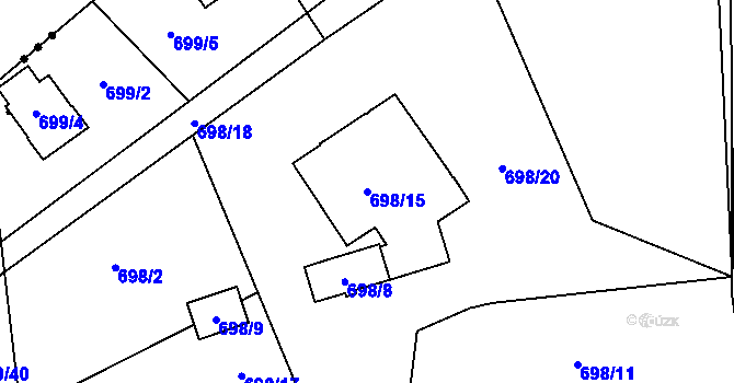 Parcela st. 698/15 v KÚ Pržno, Katastrální mapa