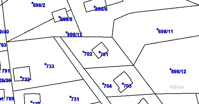 Parcela st. 701 v KÚ Pržno, Katastrální mapa