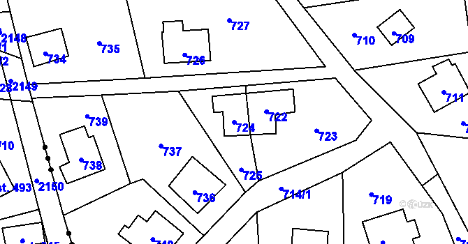 Parcela st. 724 v KÚ Pržno, Katastrální mapa