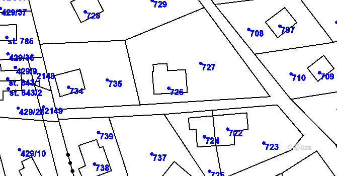 Parcela st. 726 v KÚ Pržno, Katastrální mapa