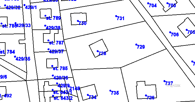 Parcela st. 728 v KÚ Pržno, Katastrální mapa