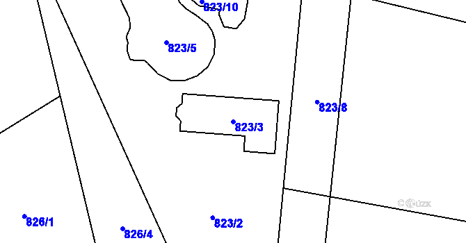 Parcela st. 823/3 v KÚ Pržno, Katastrální mapa