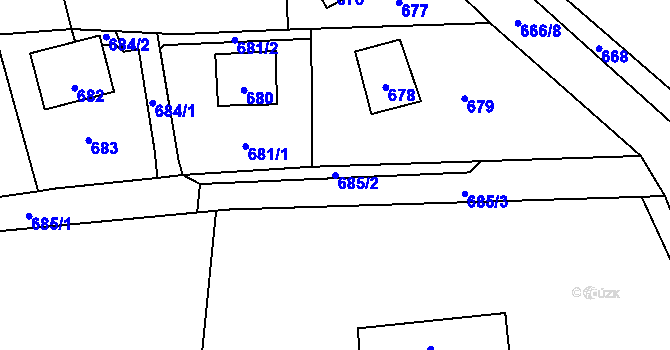 Parcela st. 685/2 v KÚ Pržno, Katastrální mapa