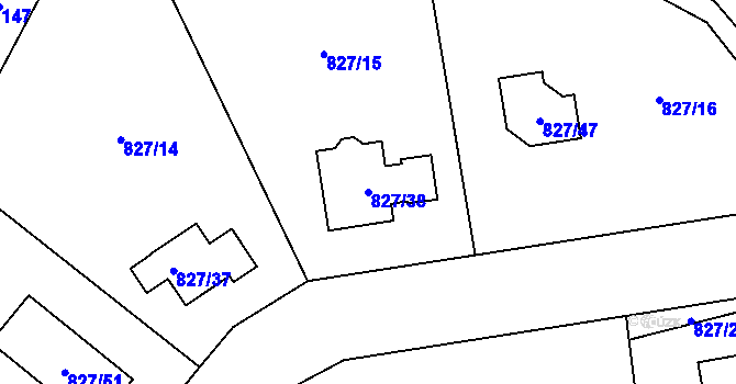 Parcela st. 827/38 v KÚ Pržno, Katastrální mapa
