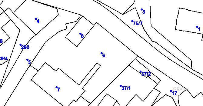 Parcela st. 6 v KÚ Pržno u Vsetína, Katastrální mapa