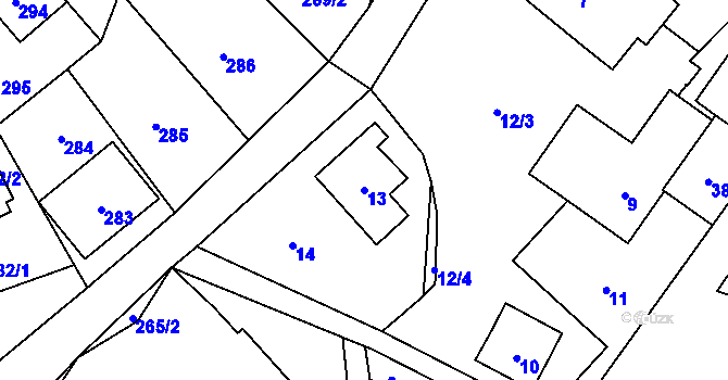 Parcela st. 13 v KÚ Pržno u Vsetína, Katastrální mapa