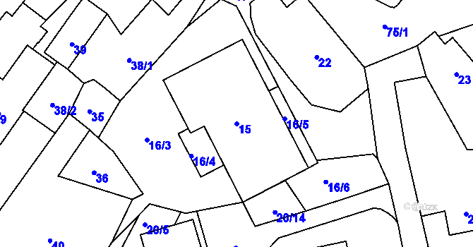 Parcela st. 15 v KÚ Pržno u Vsetína, Katastrální mapa