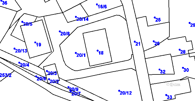 Parcela st. 18 v KÚ Pržno u Vsetína, Katastrální mapa