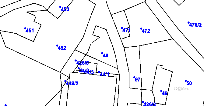 Parcela st. 48 v KÚ Pržno u Vsetína, Katastrální mapa