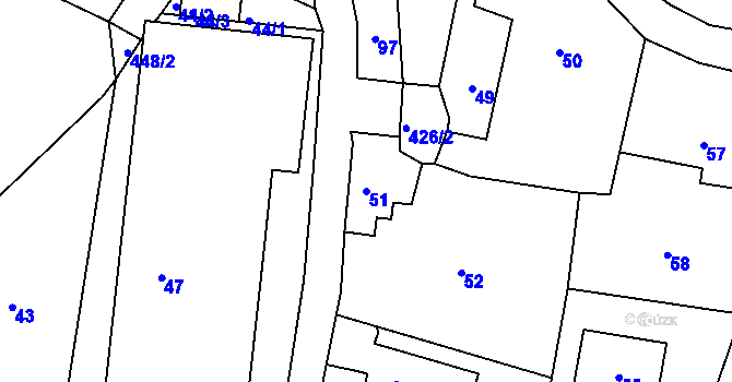 Parcela st. 51 v KÚ Pržno u Vsetína, Katastrální mapa