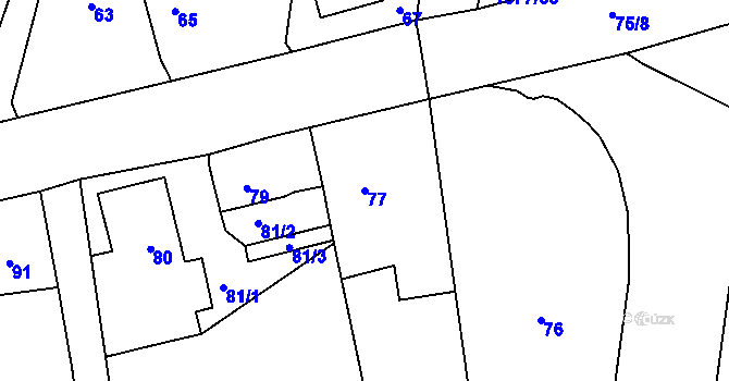 Parcela st. 77 v KÚ Pržno u Vsetína, Katastrální mapa