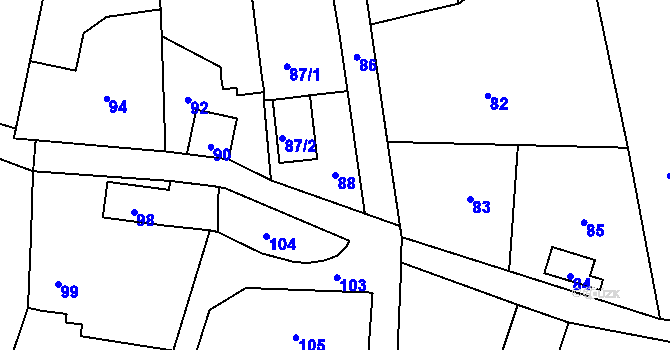 Parcela st. 88 v KÚ Pržno u Vsetína, Katastrální mapa