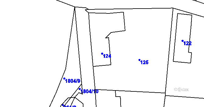 Parcela st. 124 v KÚ Pržno u Vsetína, Katastrální mapa