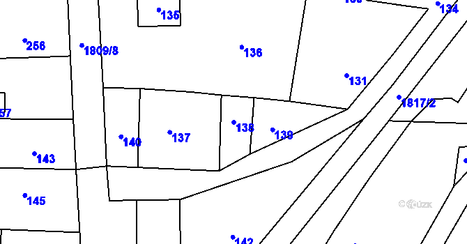 Parcela st. 138 v KÚ Pržno u Vsetína, Katastrální mapa