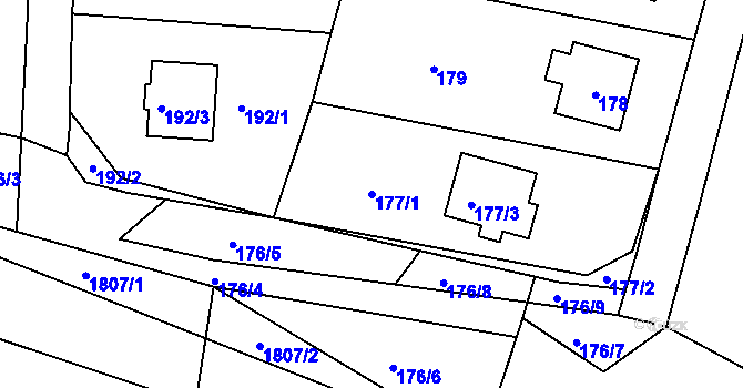 Parcela st. 177/1 v KÚ Pržno u Vsetína, Katastrální mapa