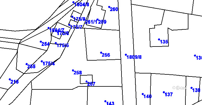 Parcela st. 256 v KÚ Pržno u Vsetína, Katastrální mapa