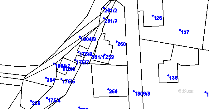 Parcela st. 259 v KÚ Pržno u Vsetína, Katastrální mapa