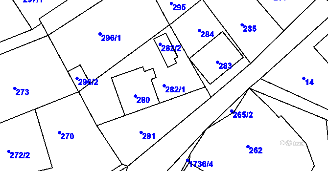 Parcela st. 282/1 v KÚ Pržno u Vsetína, Katastrální mapa