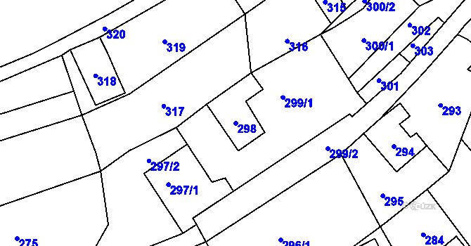Parcela st. 298 v KÚ Pržno u Vsetína, Katastrální mapa