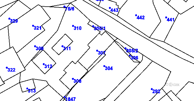 Parcela st. 307 v KÚ Pržno u Vsetína, Katastrální mapa