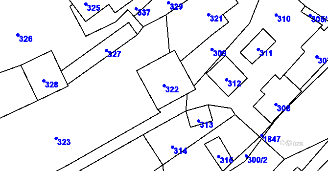 Parcela st. 322 v KÚ Pržno u Vsetína, Katastrální mapa