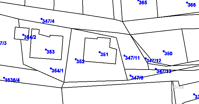 Parcela st. 351 v KÚ Pržno u Vsetína, Katastrální mapa