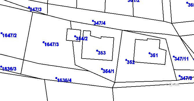 Parcela st. 353 v KÚ Pržno u Vsetína, Katastrální mapa