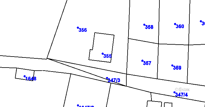 Parcela st. 355 v KÚ Pržno u Vsetína, Katastrální mapa
