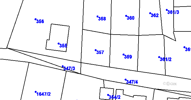 Parcela st. 357 v KÚ Pržno u Vsetína, Katastrální mapa