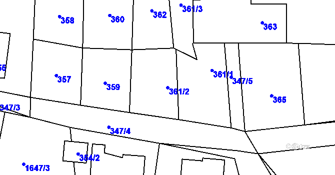 Parcela st. 361/2 v KÚ Pržno u Vsetína, Katastrální mapa