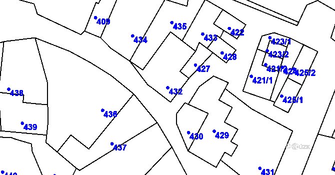 Parcela st. 432 v KÚ Pržno u Vsetína, Katastrální mapa