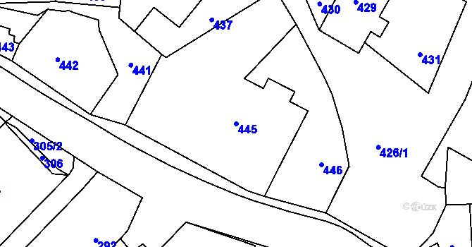 Parcela st. 445 v KÚ Pržno u Vsetína, Katastrální mapa