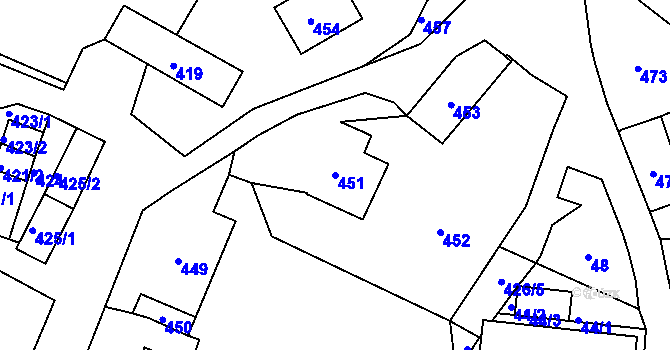 Parcela st. 451 v KÚ Pržno u Vsetína, Katastrální mapa