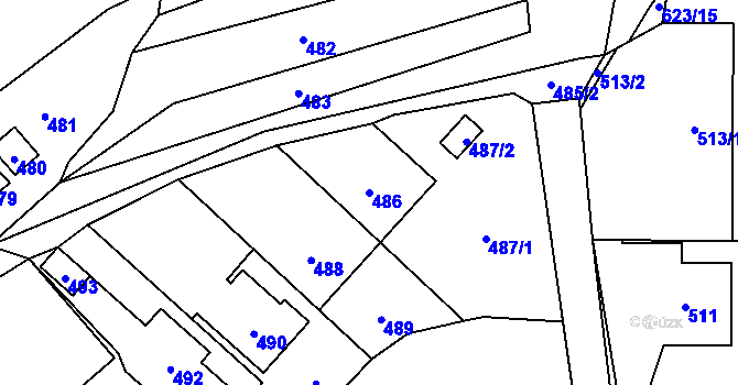 Parcela st. 486 v KÚ Pržno u Vsetína, Katastrální mapa