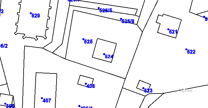 Parcela st. 524 v KÚ Pržno u Vsetína, Katastrální mapa
