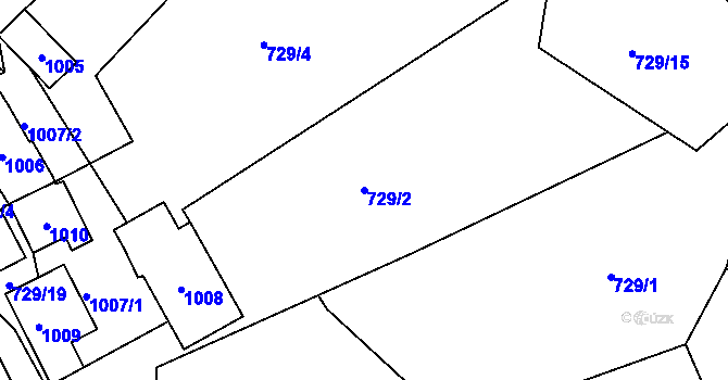 Parcela st. 729/2 v KÚ Pržno u Vsetína, Katastrální mapa