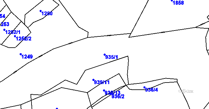 Parcela st. 935/1 v KÚ Pržno u Vsetína, Katastrální mapa