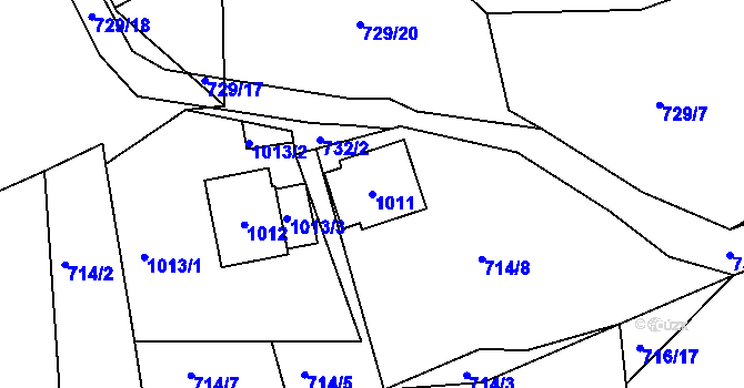 Parcela st. 1011 v KÚ Pržno u Vsetína, Katastrální mapa