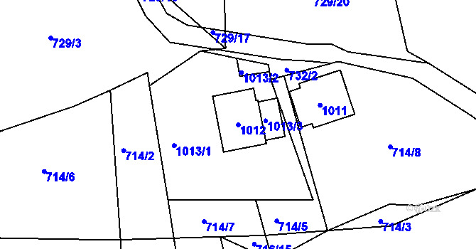 Parcela st. 1012 v KÚ Pržno u Vsetína, Katastrální mapa