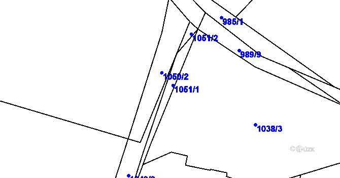 Parcela st. 1051 v KÚ Pržno u Vsetína, Katastrální mapa