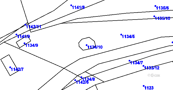 Parcela st. 1134/10 v KÚ Pržno u Vsetína, Katastrální mapa