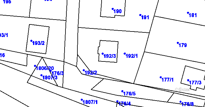 Parcela st. 192/3 v KÚ Pržno u Vsetína, Katastrální mapa