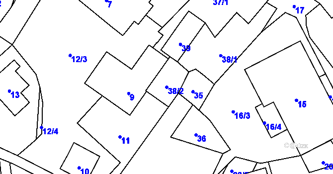 Parcela st. 38/2 v KÚ Pržno u Vsetína, Katastrální mapa