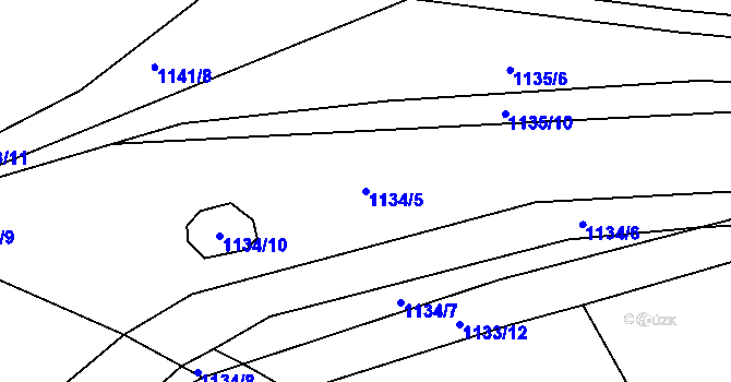 Parcela st. 1134/5 v KÚ Pržno u Vsetína, Katastrální mapa