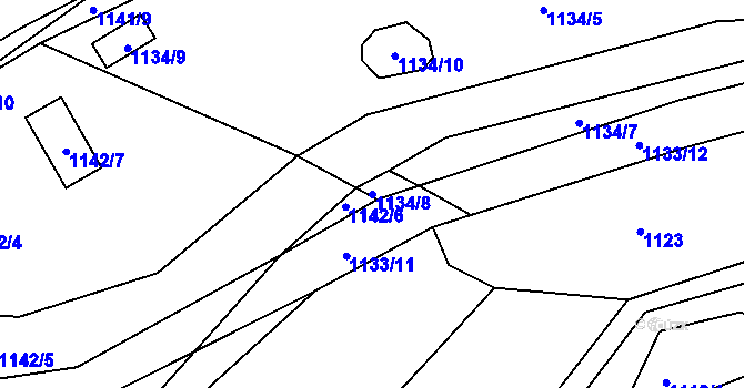 Parcela st. 1134/8 v KÚ Pržno u Vsetína, Katastrální mapa