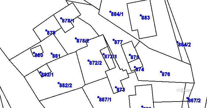 Parcela st. 872/1 v KÚ Pržno u Vsetína, Katastrální mapa